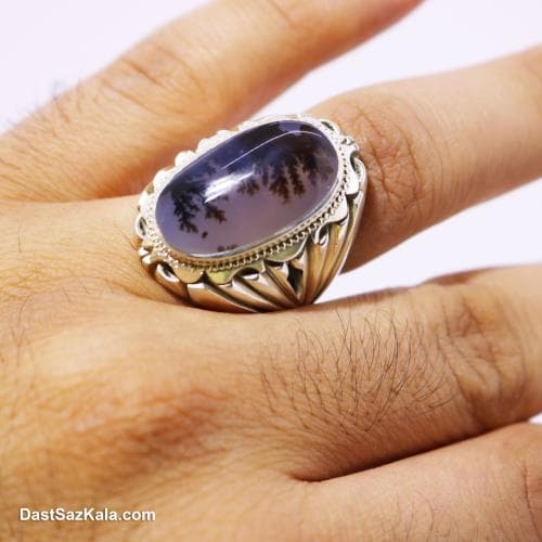 انگشتر نقره مردانه شجر با رکاب شیخ احمد مدل بوته درخت RN-16