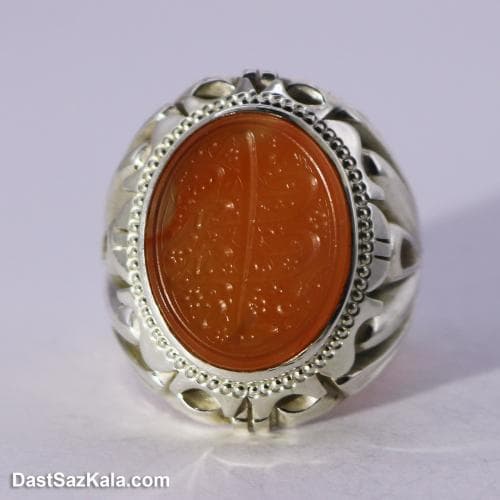انگشتر مردانه عقیق یمنی اصل با رکاب شیخ احمد زنجانی RN-25