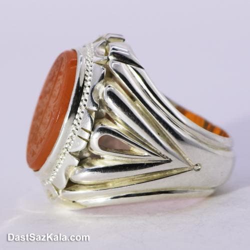 انگشتر مردانه عقیق یمنی اصل با رکاب شیخ احمد زنجانی RN-25