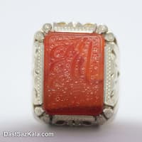 انگشتر مردانه عقیق سرخ خط دار با رکاب شیخ احمد تک اشک RN-40