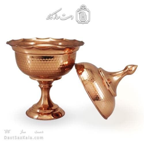 آجیل خوری مسی درب دار30 سانتی کد HSH-11