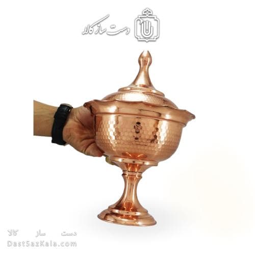 آجیل خوری مسی درب دار30 سانتی کد HSH-11