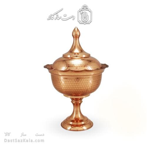 آجیل خوری مسی درب دار30 سانتی کد HSH-11