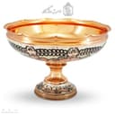 آجیل خوری مسی پایه دار الماس تراش نقره کوب کد MJ-129