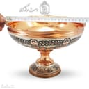 آجیل خوری مسی پایه دار الماس تراش نقره کوب کد MJ-129