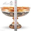 آجیل خوری مسی پایه دار الماس تراش نقره کوب کد MJ-129