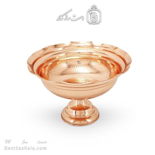 آجیل خوری مسی پایه دار زنجان قطر 25 سانتیمتری کد AH-126