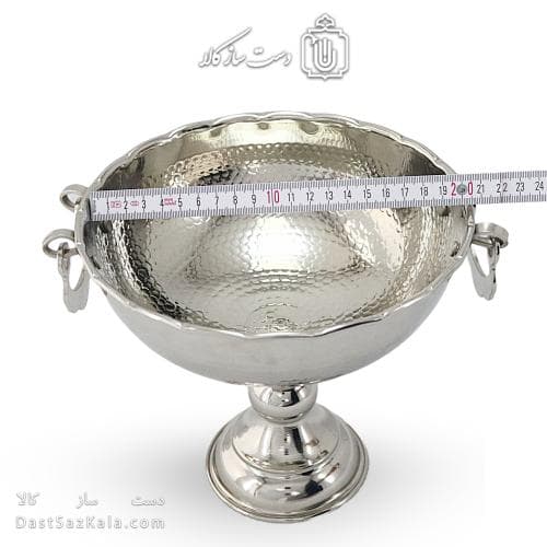 آجیل خوری مسی پایه دار سفید مدل گوشواره ای 20 سانتی کد AH-55