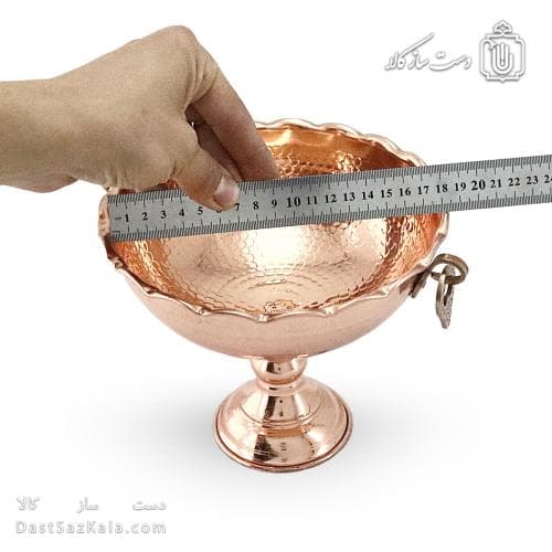 آجیل خوری مسی پایه دار مدل گوشواره ای قطر 18 سانتی کد AH-46