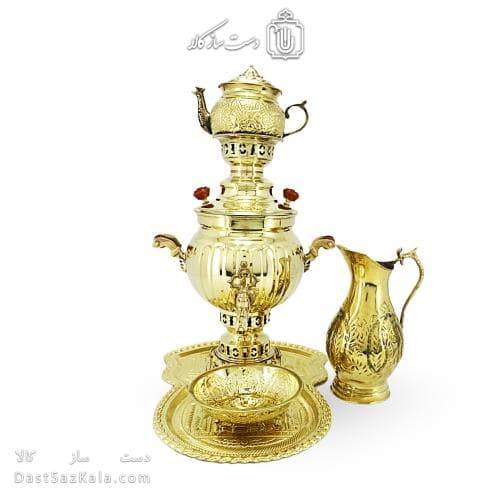 سرویس سماور برنجی دکوری آینه ای 3 لیتری کد AH-140