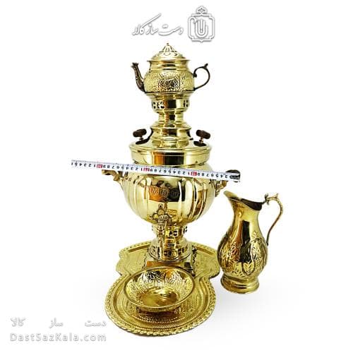 سرویس سماور برنجی ذغالی آینه ای 6 لیتری کد AH-139