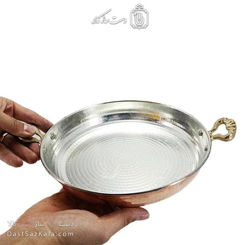 سرویس ماهیتابه مسی زنجان دسته برنجی مجموعه 3 عددی کد AH-159