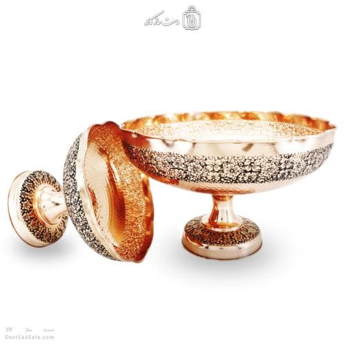 سرویس پذیرایی مسی گل رز قلم کاری شده 4 تیکه کد PA-67