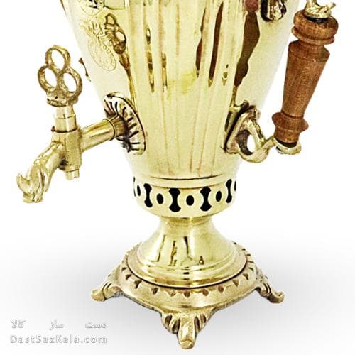 سماور برنجی ذغالی 1.5 لیتری مدل آینه ای کد AH-152