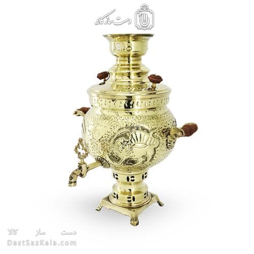 سماور برنجی زغالی طرح هخامنشی 6 لیتری کد AH-146