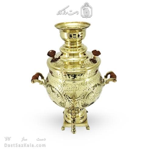سماور برنجی زغالی طرح هخامنشی 6 لیتری کد AH-146