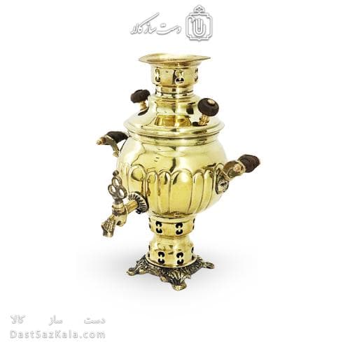 سماور ذغالی برنجی 1 لیتری مدل آینه ای کد AH-150