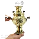 سماور ذغالی برنجی 1 لیتری مدل قلم زنی کد AH-151