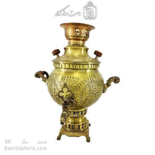 سماور زغالی برنجی آنتیک مدل هخامنشی 3 لیتری کد AH-135