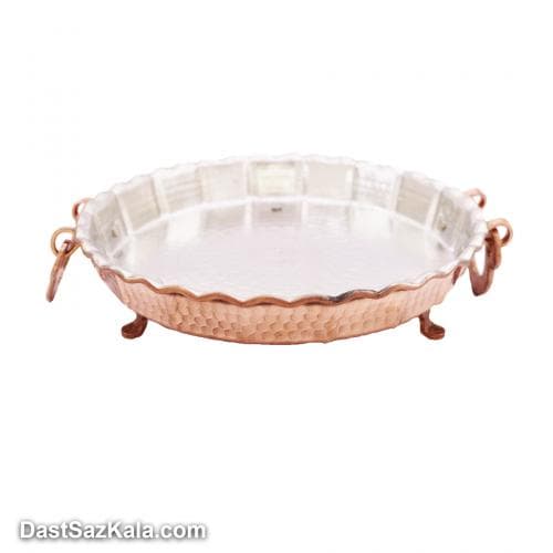 سینی مسی پایه دار زنجان سایز 2 دسته دار کد PA-41