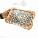 سینی مسی چای خوری الماس تراش نقره کوب شده کد MJ-131