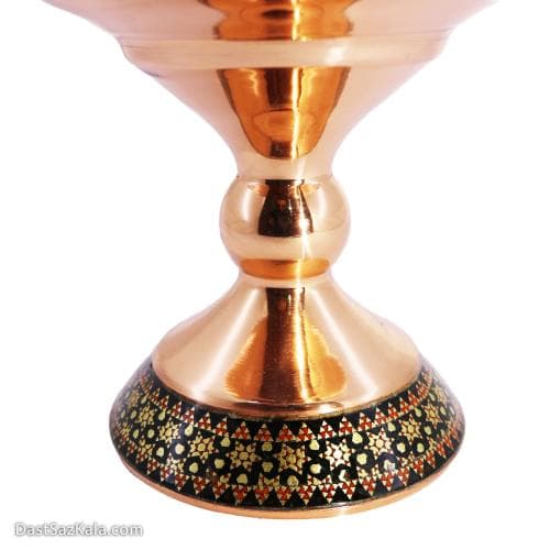 شکلات خوری مسی خاتم کاری اصفهان با ارتفاع 25 سانتی کد MJ-67