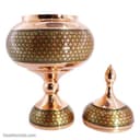 شکلات خوری خاتم کاری مسی پایه دار 30 سانتی قرمز کد MJ-65