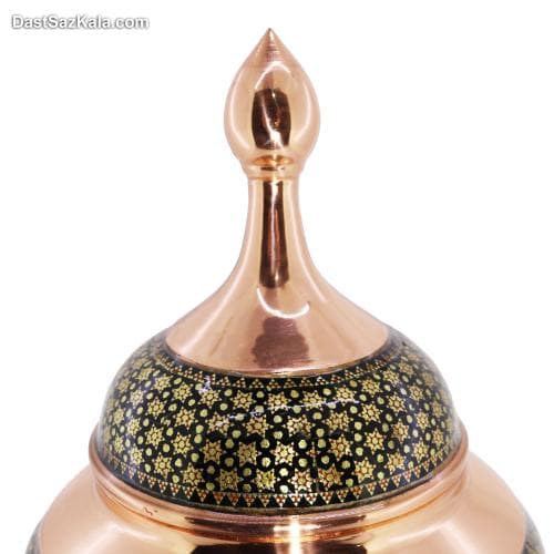 شکلات خوری مسی خاتم کاری شده پایه دار 30 سانتی کد MJ-64