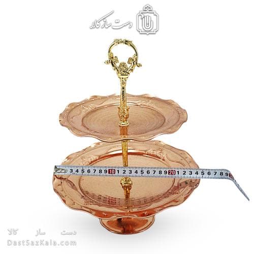 شیرینی خوری دو طبقه مسی به ارتفاع 30 سانتیمتر کد AH-133