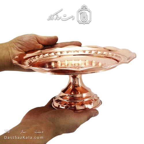 شیرینی خوری مسی جدید پایه دار فضلی قطر 25 سانتیمتری کدAH-121