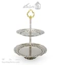 شیرینی خوری مسی دو طبقه سفید به ارتفاع 35 سانتیمتر کد AH-132