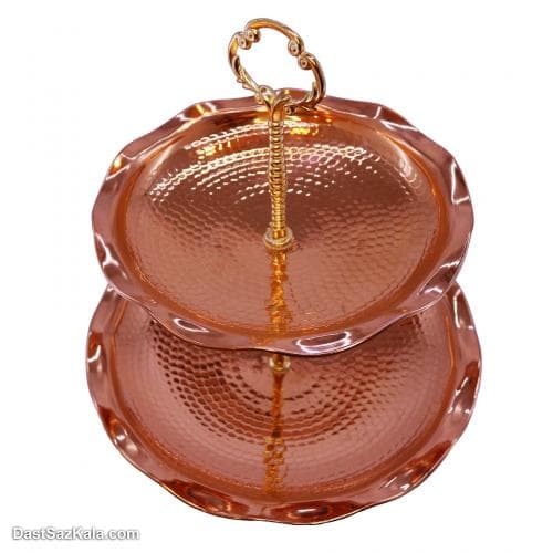 شیرینی خوری مسی دو طبقه سه پایه زنجان کد SHH-34