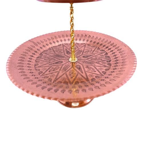 شیرینی خوری دو طبقه مسی پایه دار زنجان کد SHH-71