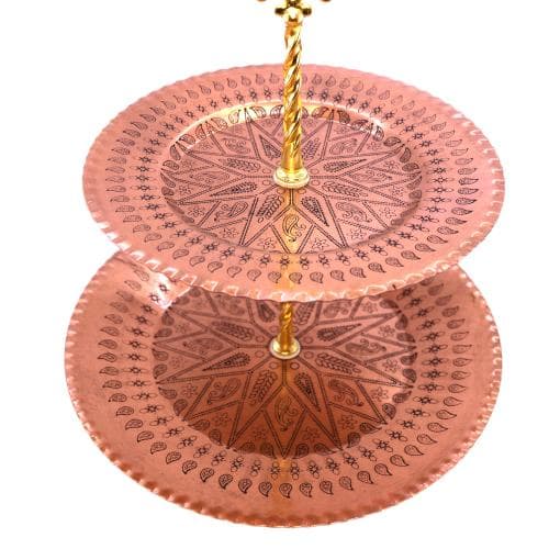 شیرینی خوری دو طبقه مسی پایه دار زنجان کد SHH-71