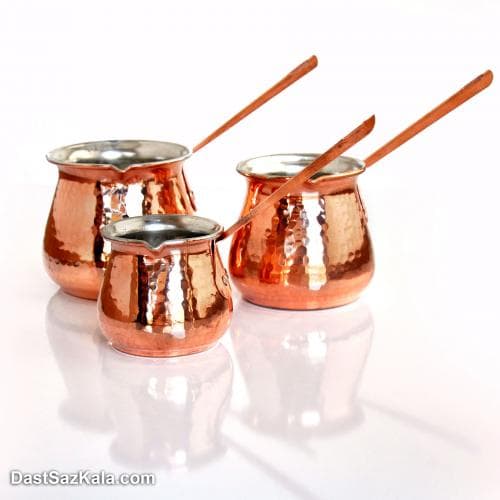 شیر جوش مسی زنجان چکشی کوچک دسته مسی کد NZ-22