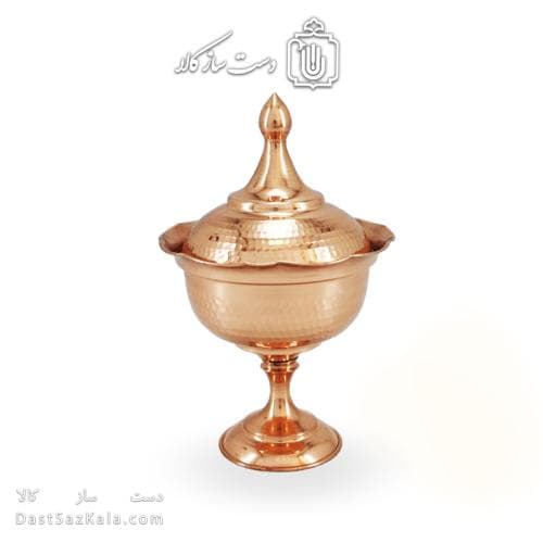 قندان مسی درب دار پایه دار 21 سانتی کد HSH-13