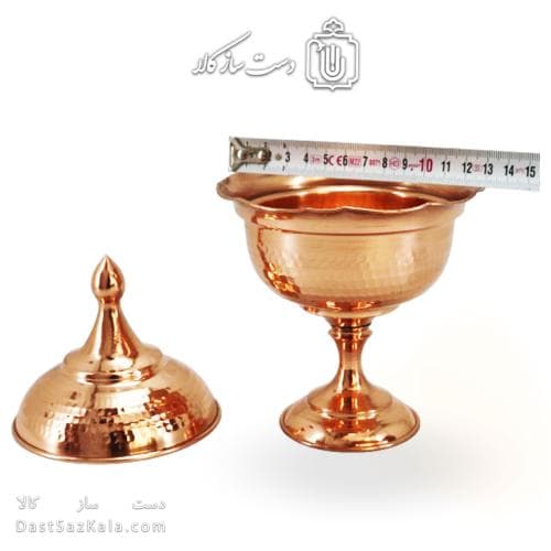 قندان مسی درب دار پایه دار 21 سانتی کد HSH-13