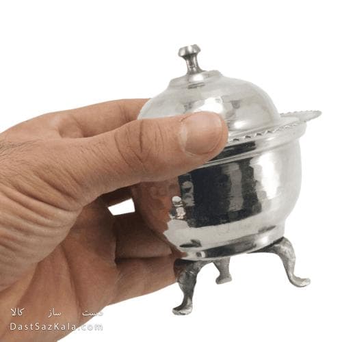 قندان مسی سفید سه پایه ساخت زنجان 12 سانتیمتری AH-80