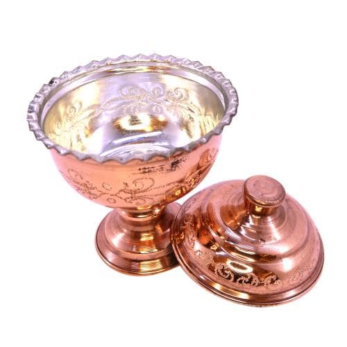 قندان مسی طرح دار تک پایه بزرگ زنجان 13 سانتیمتری کد SSH-62