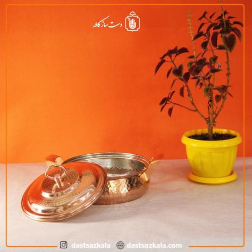 ماهیتابه درب دار مسی زنجان سایز 1 کوچک مدل تیانچه کد PA-37