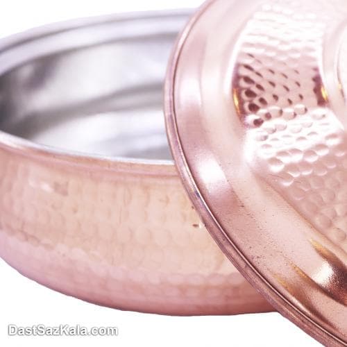 ماهیتابه درب دار مسی زنجان سایز 2 متوسط مدل تیانچه کد PA-38