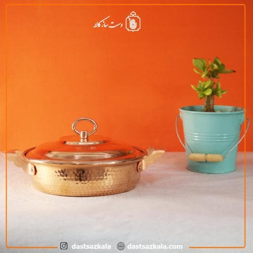 ماهیتابه درب دار مسی زنجان سایز 2 کوچک کد PA-33