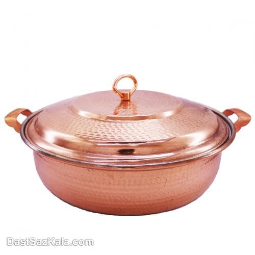 ماهیتابه درب دار مسی زنجان سایز 5 بزرگ کد PA-36