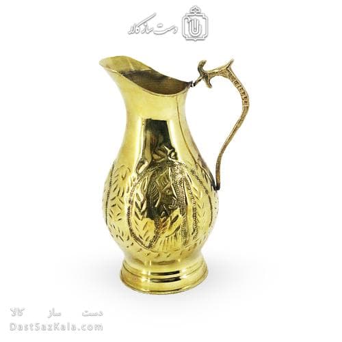 پارچ برنجی کنار سماور قلم کاری شده 22 سانتیمتری AH-141