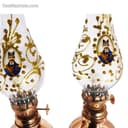 چراغ گرد سوز مسی پرداز طرح ناصر الدین شاه 2 عددی کد MJ-36