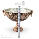 کاسه پایه دار مسی قلم زنی زنجان نانو شده قطر 22 سانتی AH-114