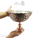 کاسه پایه دار مسی قلم زنی زنجان نانو شده قطر 24 سانتی AH-113