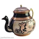 کتری و قوری مسی الماس تراش نقره کوب کد AH-12