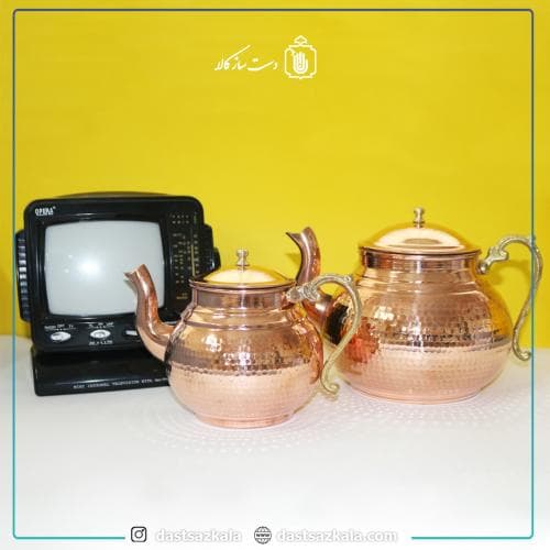 کتری و قوری مسی زنجان چکشی دسته برنجی کد PA-44