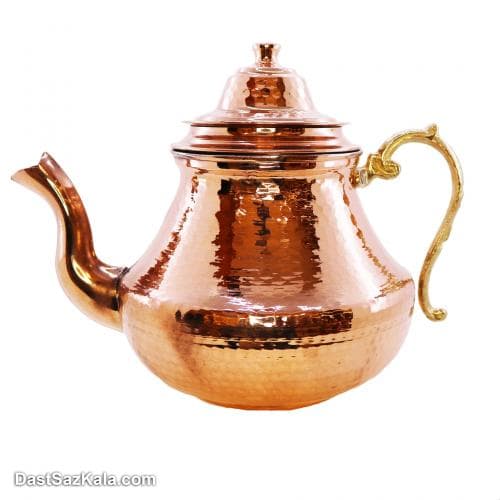 کتری و قوری مسی زنجان دسته برنجی مدل گلابی کد SSH-29